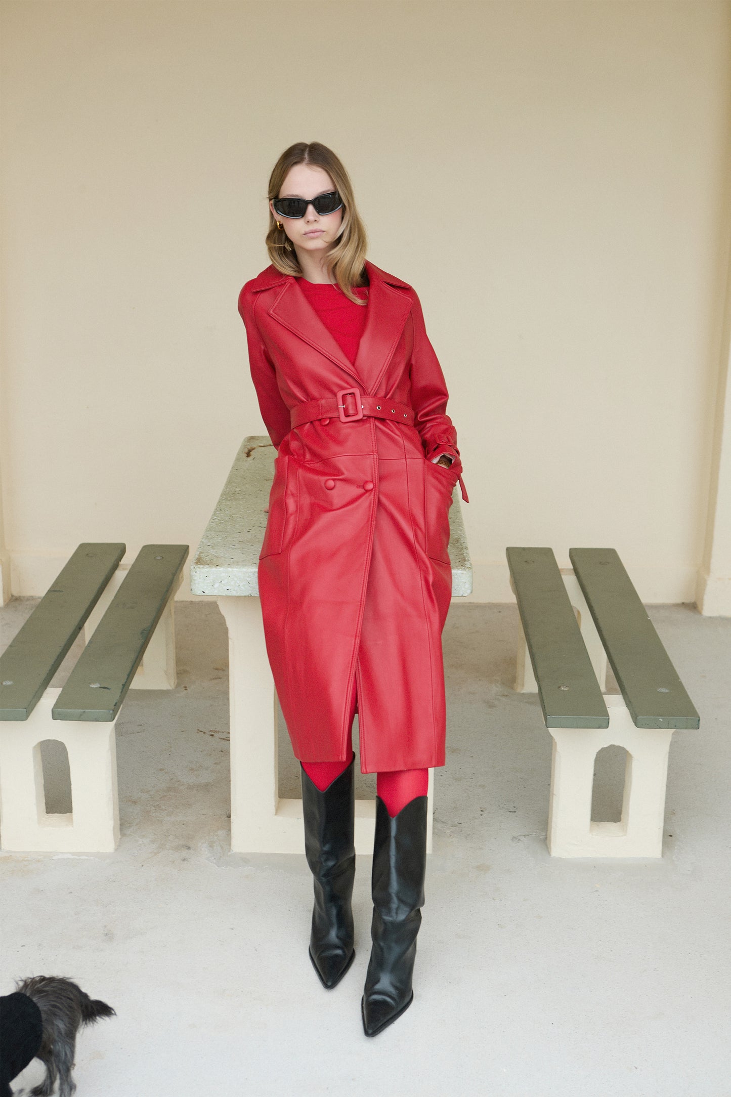 SLIZ LEATHER COAT CHERRY