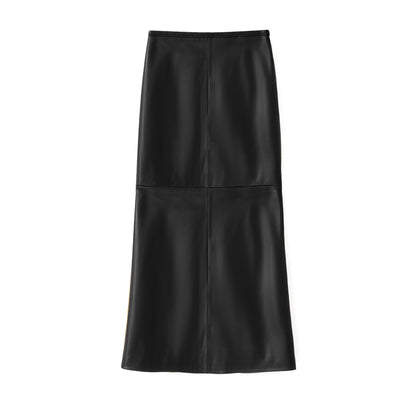 BARBARA LONG LEATHER SKIRT BLACK