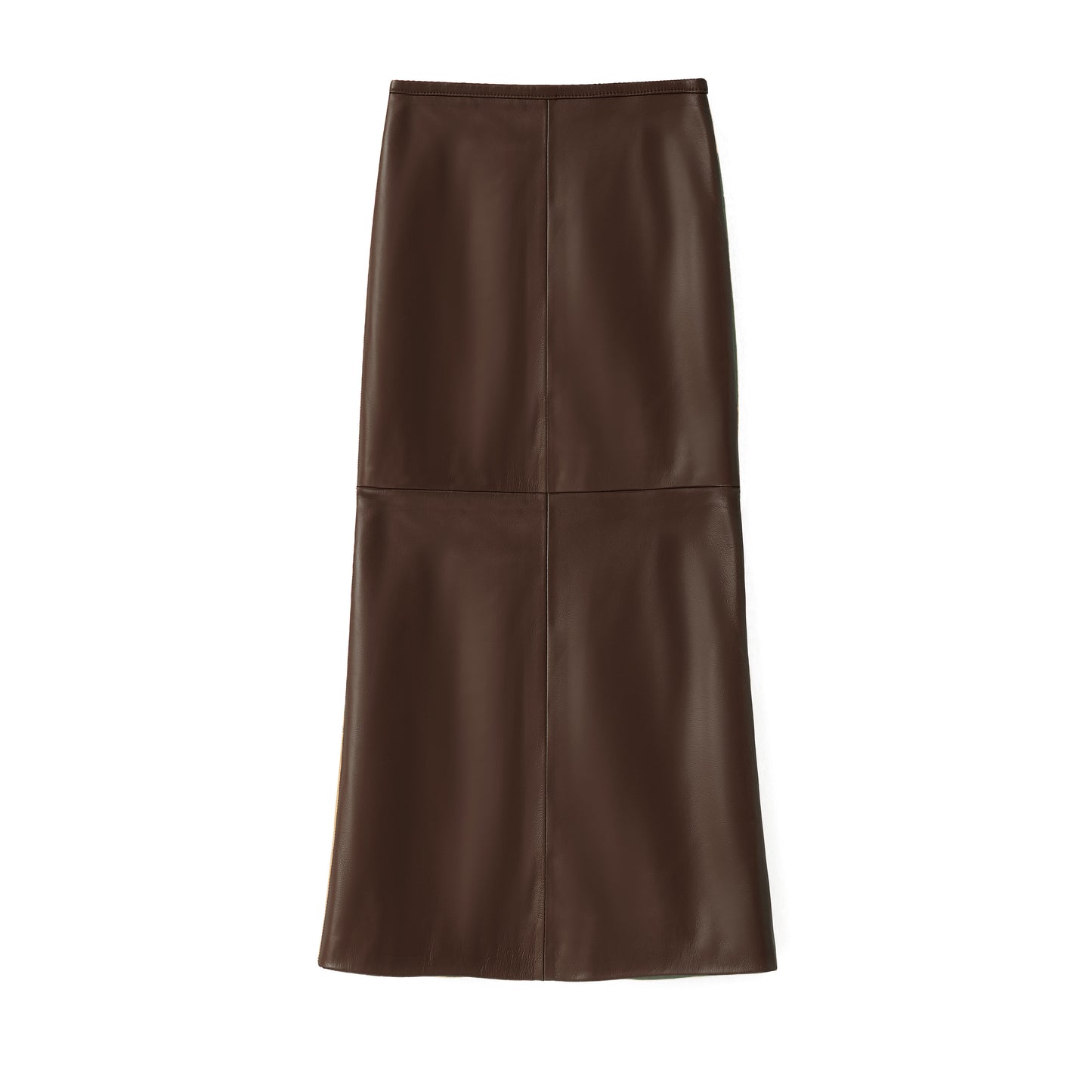 BARBARA LONG LEATHER SKIRT CHOCOLATE