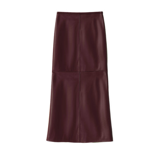 BARBARA LONG LEATHER SKIRT BERRY
