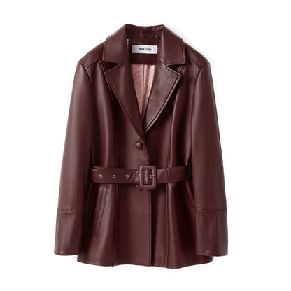 BETTY LEATHER JACKET BERRY