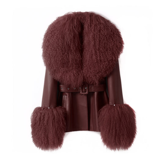 BETTY LEATHER JACKET BERRY