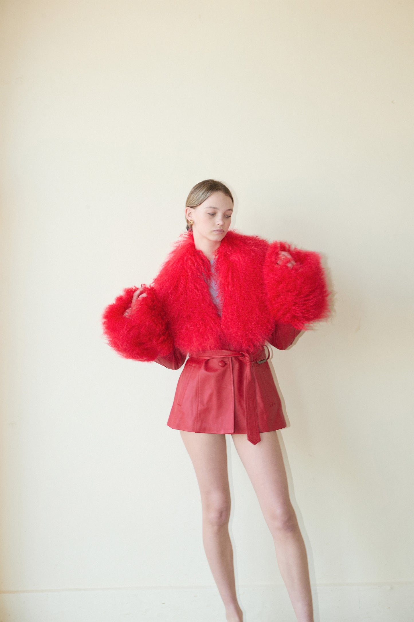 BETTY LEATHER JACKET CHERRY