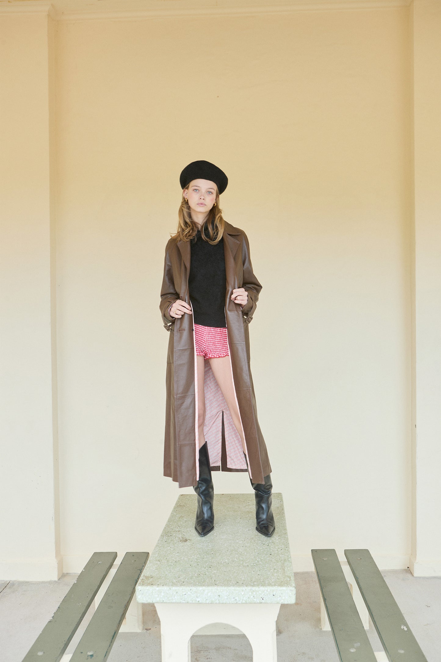 SLIZ LEATHER COAT CHOCOLATE