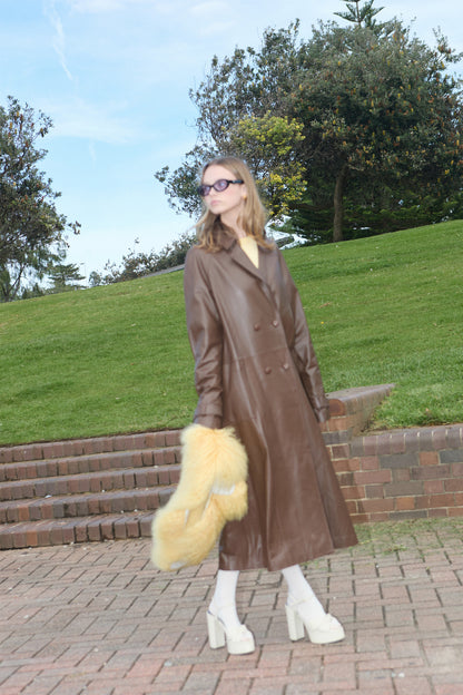 SLIZ LEATHER COAT CHOCOLATE