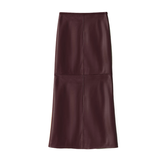 BARBARA LONG LEATHER SKIRT BERRY