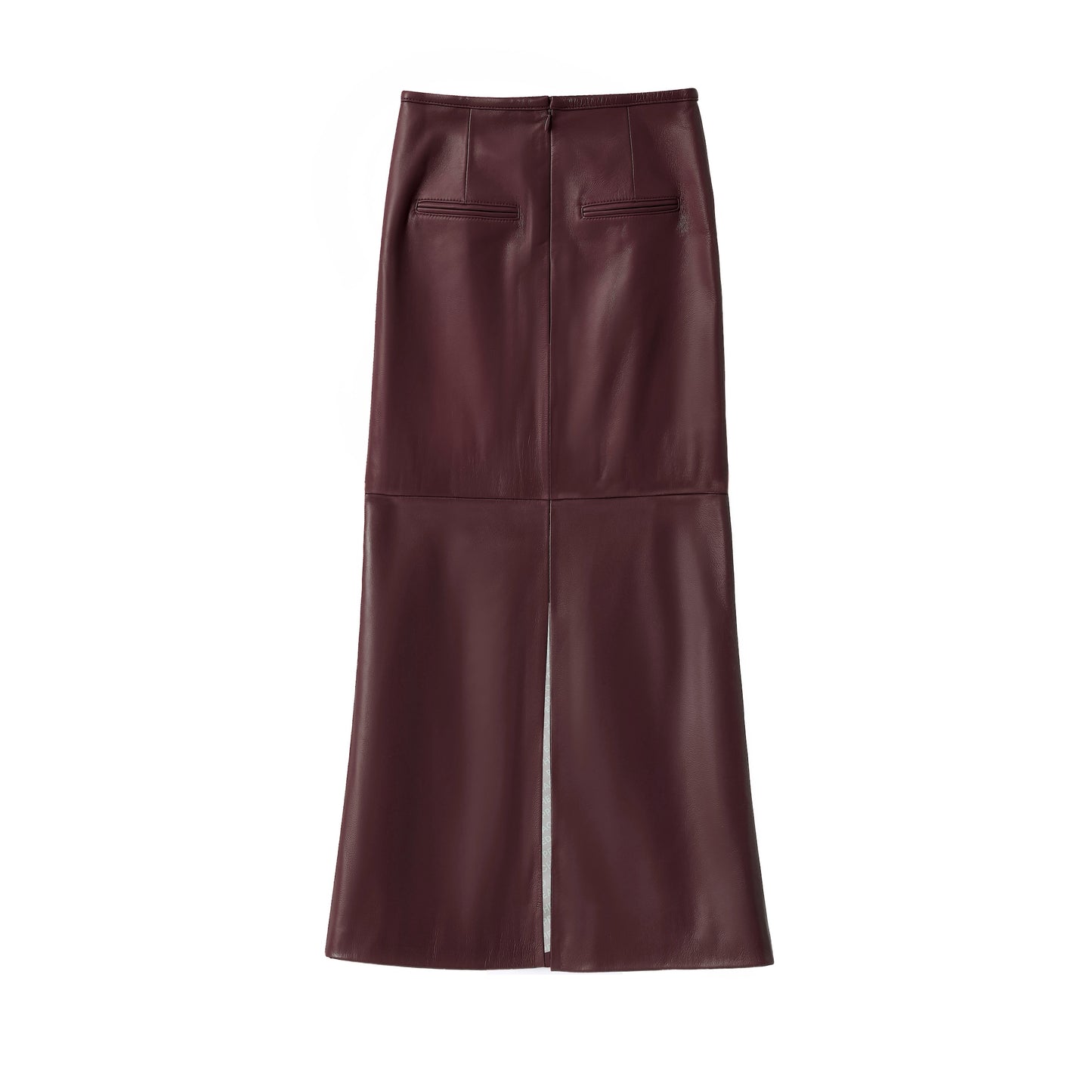 BARBARA LONG LEATHER SKIRT BERRY
