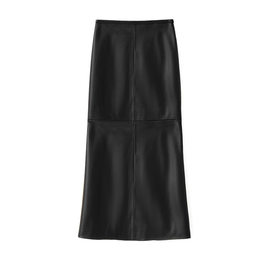 BARBARA LONG LEATHER SKIRT BLACK