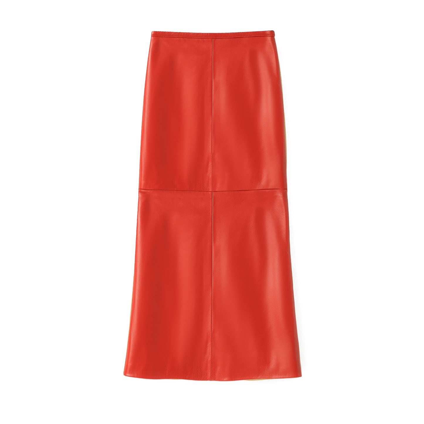 BARBARA LONG LEATHER SKIRT CHERRY