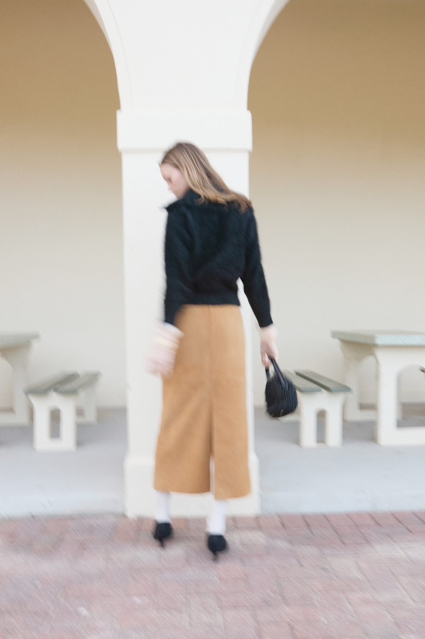 BARBARA LONG SUEDE SKIRT CAMEL
