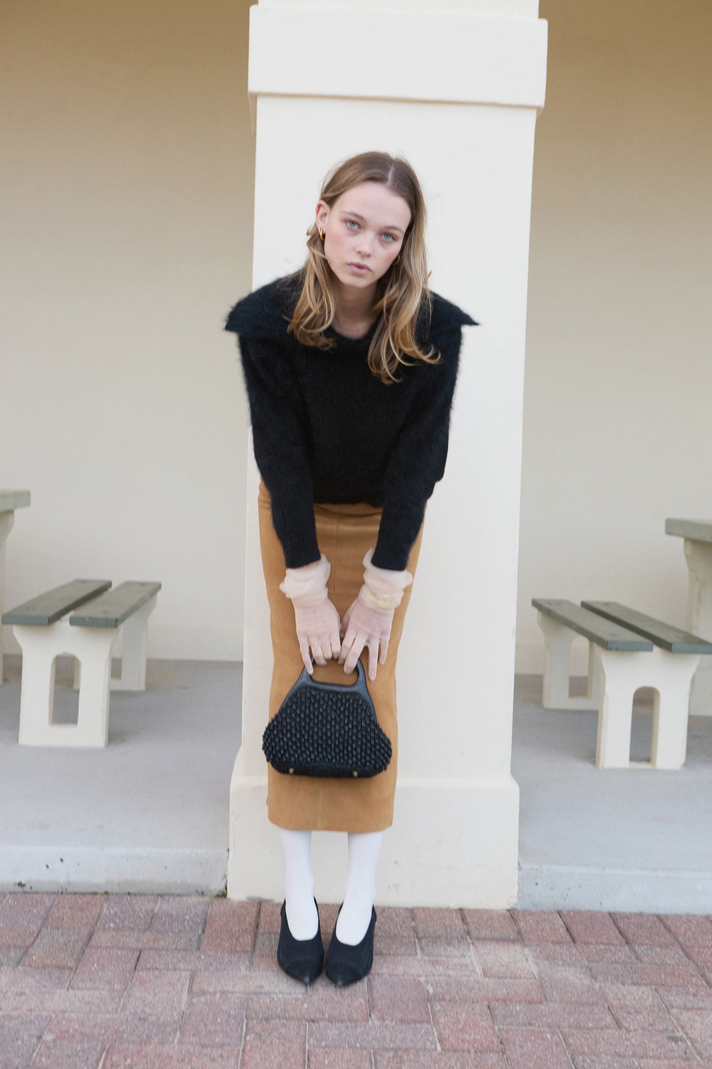 BARBARA LONG SUEDE SKIRT CAMEL