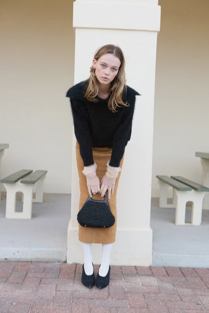 BARBARA LONG SUEDE SKIRT CAMEL
