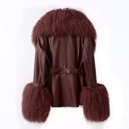 BETTY LEATHER JACKET BERRY