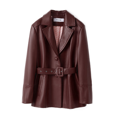 BETTY LEATHER JACKET BERRY