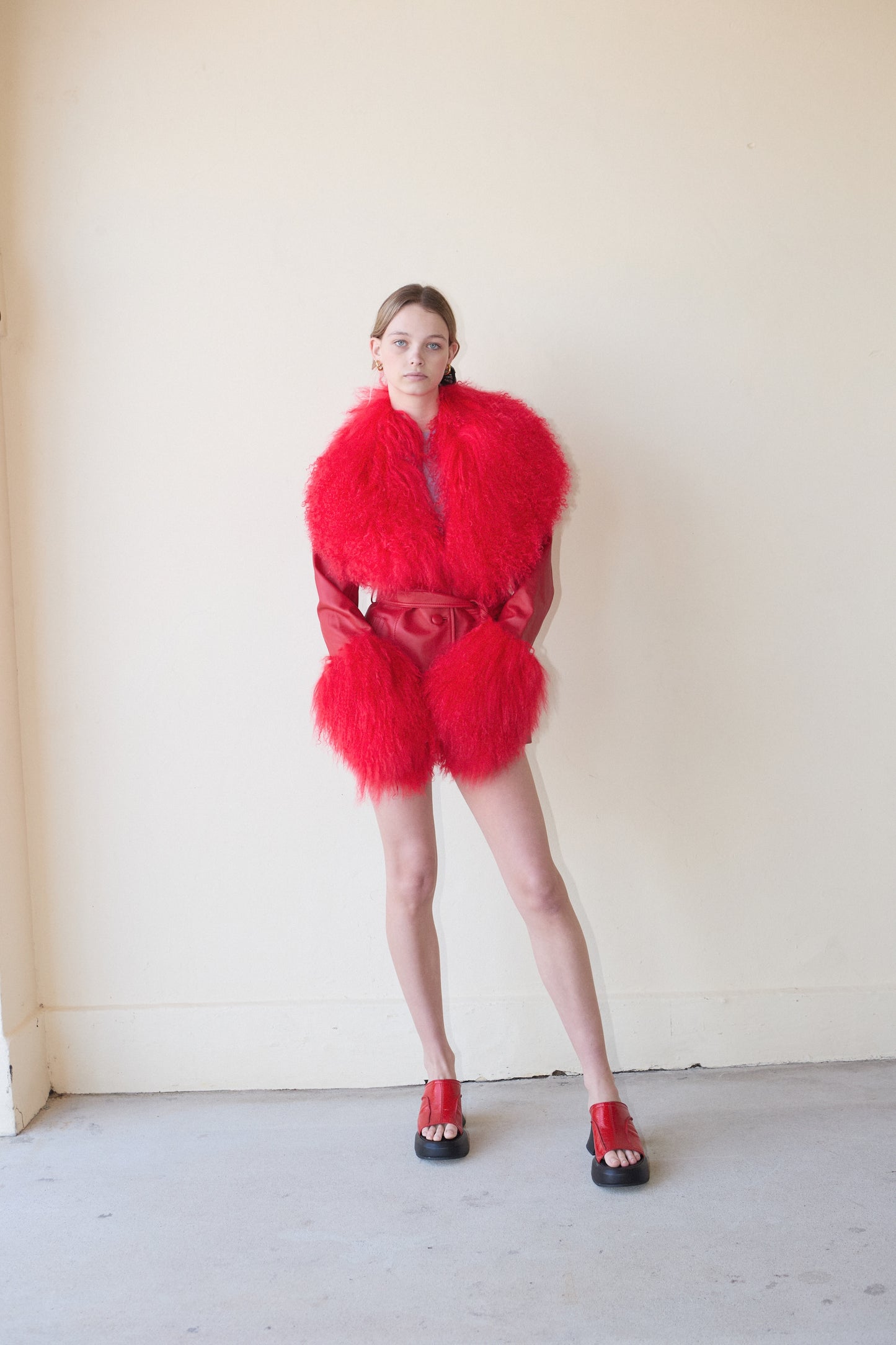 BETTY LEATHER JACKET CHERRY