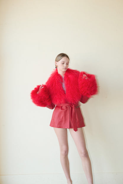 BETTY LEATHER JACKET CHERRY