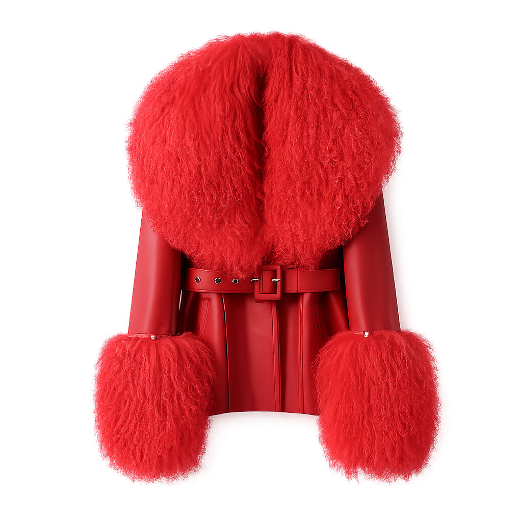 BETTY LEATHER JACKET CHERRY